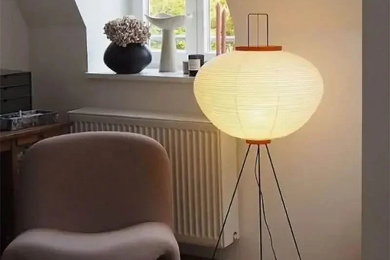 Elegant Japanese Rice Paper Floor Lamp – Vintage Wabi Sabi Design for Cozy Bedroom and Living Room Decor 3