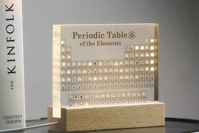Illuminated Periodic Table Acrylic Print with Wooden Base – Unique Home Decor and Wall Art for Science Enthusiasts 1